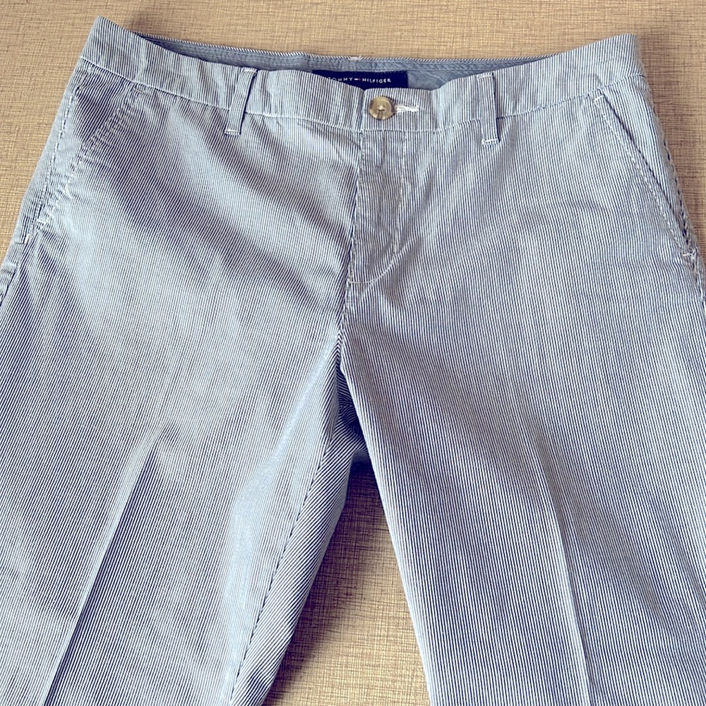 Tommy Hilfiger lightweight pinstripe blue and white pants.  Straight leg Size 12
